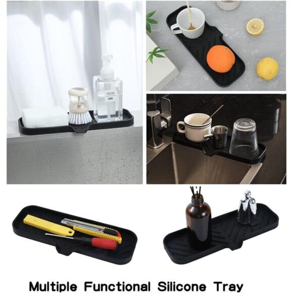 Silicone Bathroom Soap Dishes with Drain Spout-Bathroom and Kitchen Sink - Picture 5 of 7